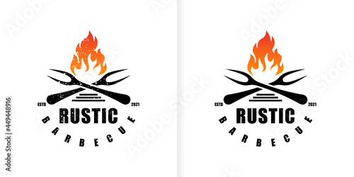creative rustic grill logo design