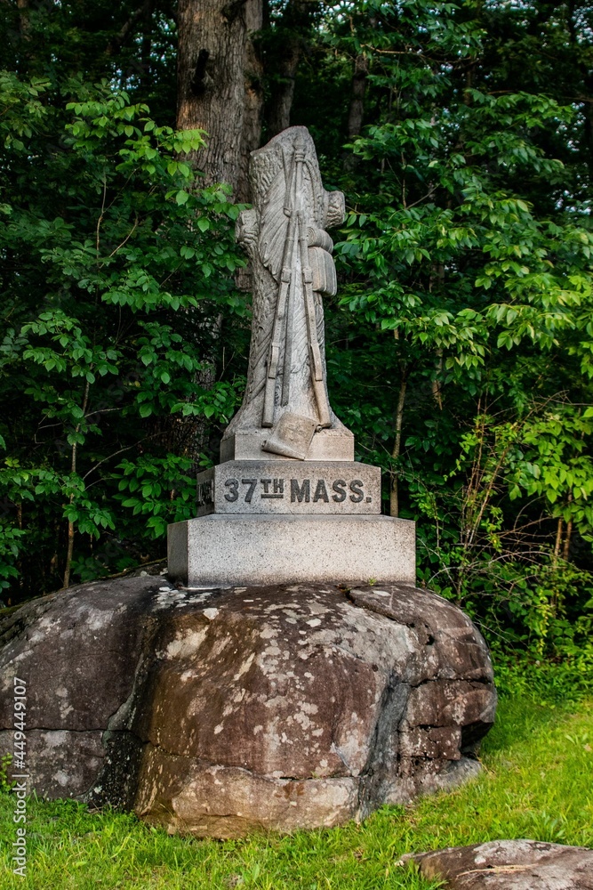 Monument to the 37th Massachusetts Infantry Regiment, Sedgwick Avenue, Gettysburg National Military Park, Pennsylvania, USA