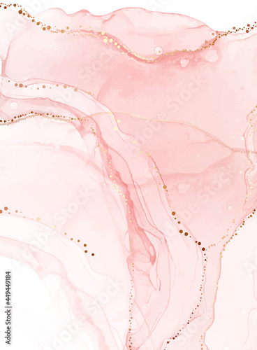 Pink Abstract background ink shape gold glitter elegant texture with marble waves. Trendy fruid surface cover