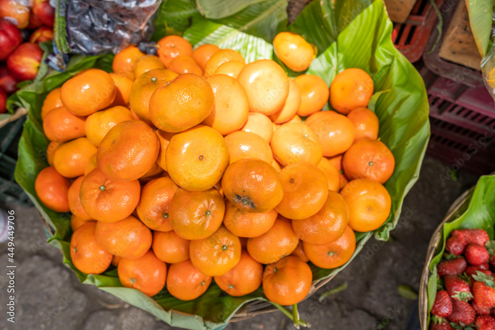 fruit in latin market. Tropical food in latin america