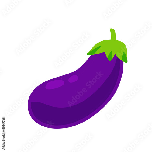 Eggplant. Purple vegetable. Natural vegan food. Flat illustration isolated on white background