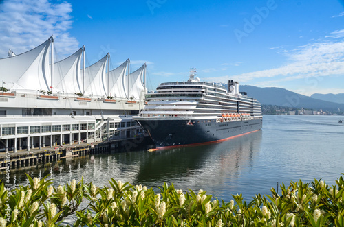 Cruise ship docked in port in Vancouver, Canada photo