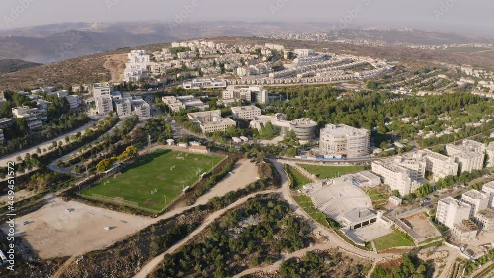 University campus in Ariel, Israel, Samaria - aerial drone view footage University campus in Ariel, Israel, Samaria - aerial drone view footage
