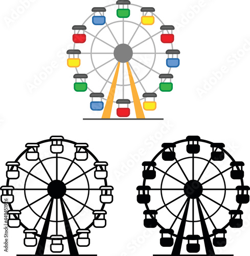 Ferris Wheel Carnival Ride Clipart Set