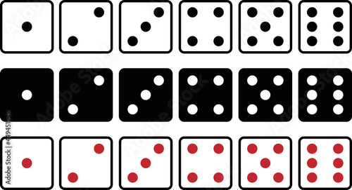 Dice Faces - Outline and Silhouette Clipart