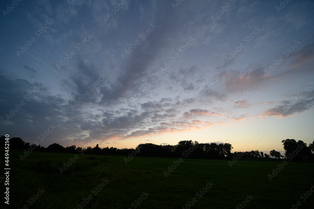Evening sky over a field