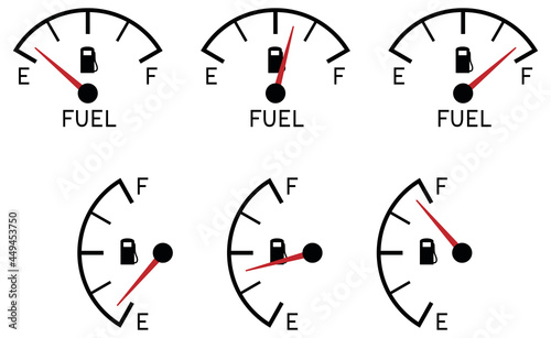 Gas Fuel Gauge Dial Diagram - Clipart Set