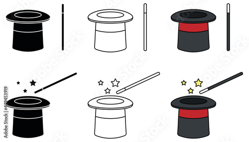 Magician Hat and Magic Wand Clipart Set