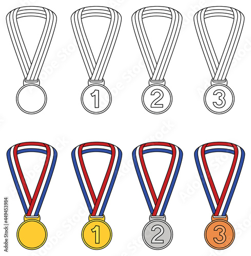 Ribbon Medal Award Clipart Set