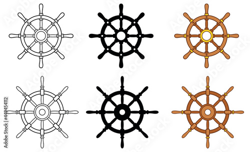 Nautical Ship Steering Wheel Clipart Set