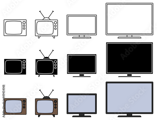 TV Modern Monitor and Retro Tube Clipart Set