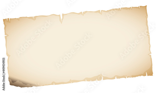 Ancient scroll strip with a burned corner, Vector illustration