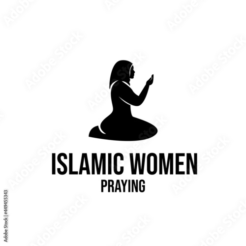islamic women praying logo icon design modern