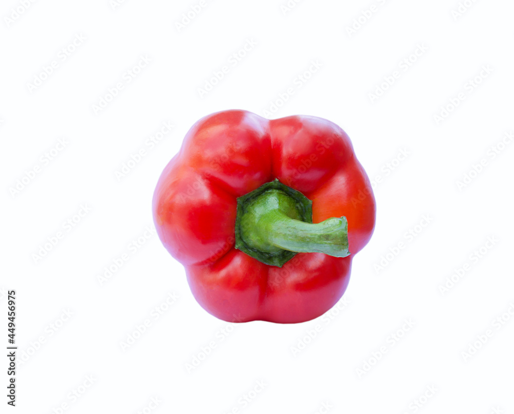 Fresh red pepper on white background. Isolated. Top view. Fresh red pepper on white background. Isolated. Top view.