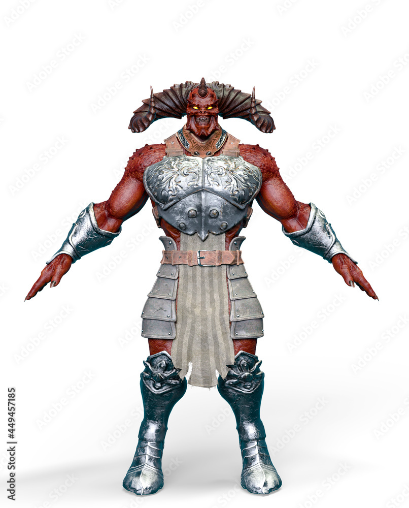 demon with horns in a pose