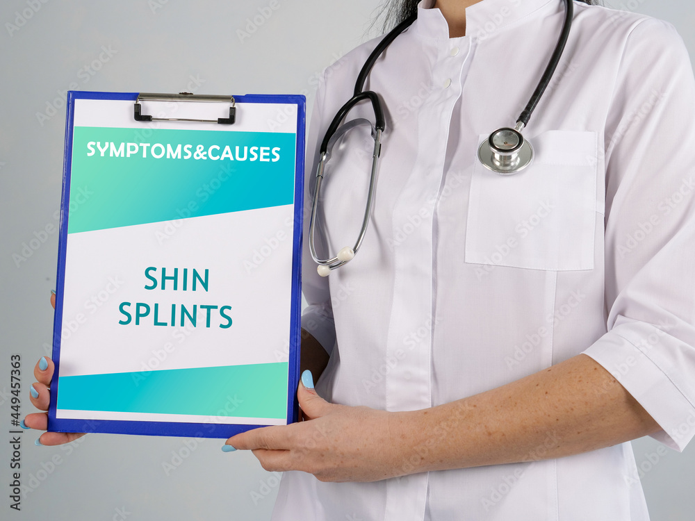 Medical concept meaning SHIN SPLINTS with sign on the sheet. Medical concept meaning SHIN SPLINTS with sign on the sheet.