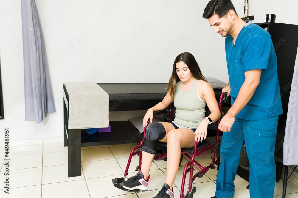 Young woman ready to start physical rehabilitation Young woman ready to start physical rehabilitation