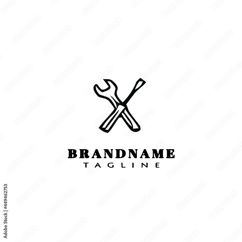 screwdriver and wrench logo cartoon icon design template vector illustration