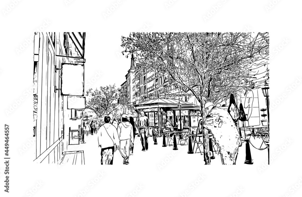 Naklejka premium Building view with landmark of Glendale is the city in California. Hand drawn sketch illustration in vector.