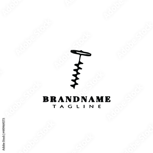 auger cartoon logo design icon black vector illustration