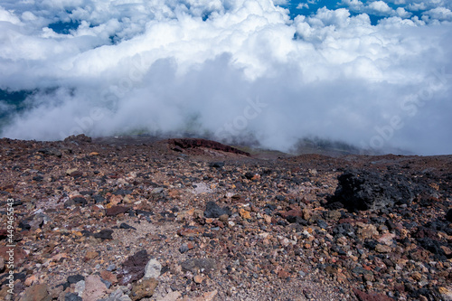 山梨県、静岡県にある富士山を登山する風景 A view of climbing Mt. Fuji in Yamanashi and Shizuoka Prefectures.