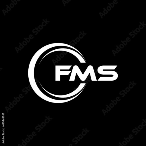 FMS letter logo design with black background in illustrator, vector logo modern alphabet font overlap style. calligraphy designs for logo, Poster, Invitation, etc.