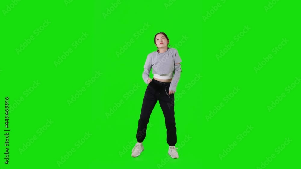 ダンスする女性 クロマキー合成用グリーンバック ダンスする女性 クロマキー合成用グリーンバック