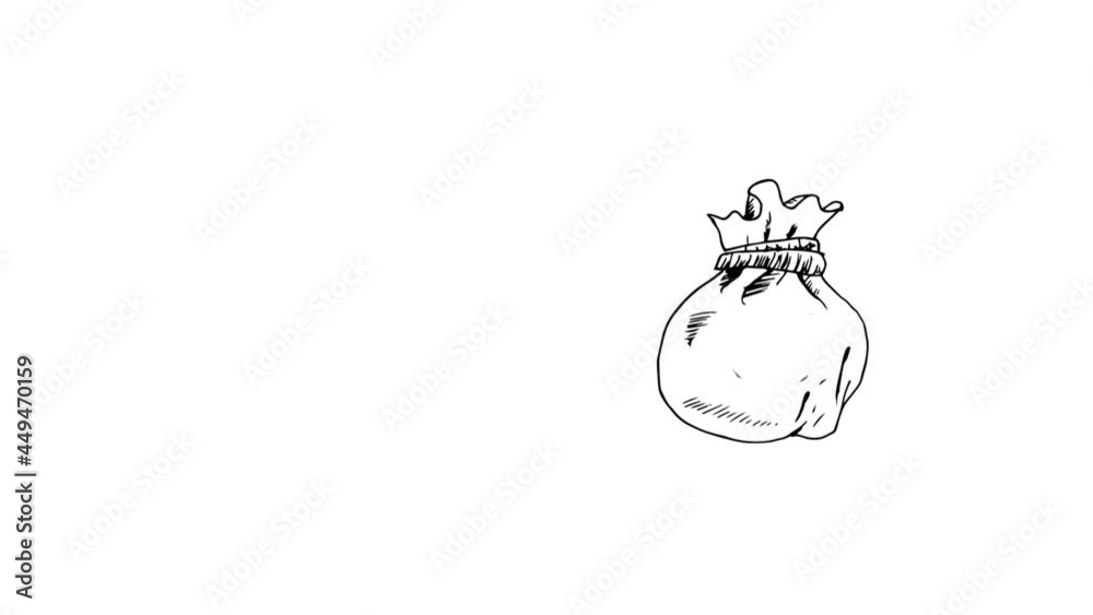 Digital animation of euro symbol on coin bag against white background Digital animation of euro symbol on coin bag against white background