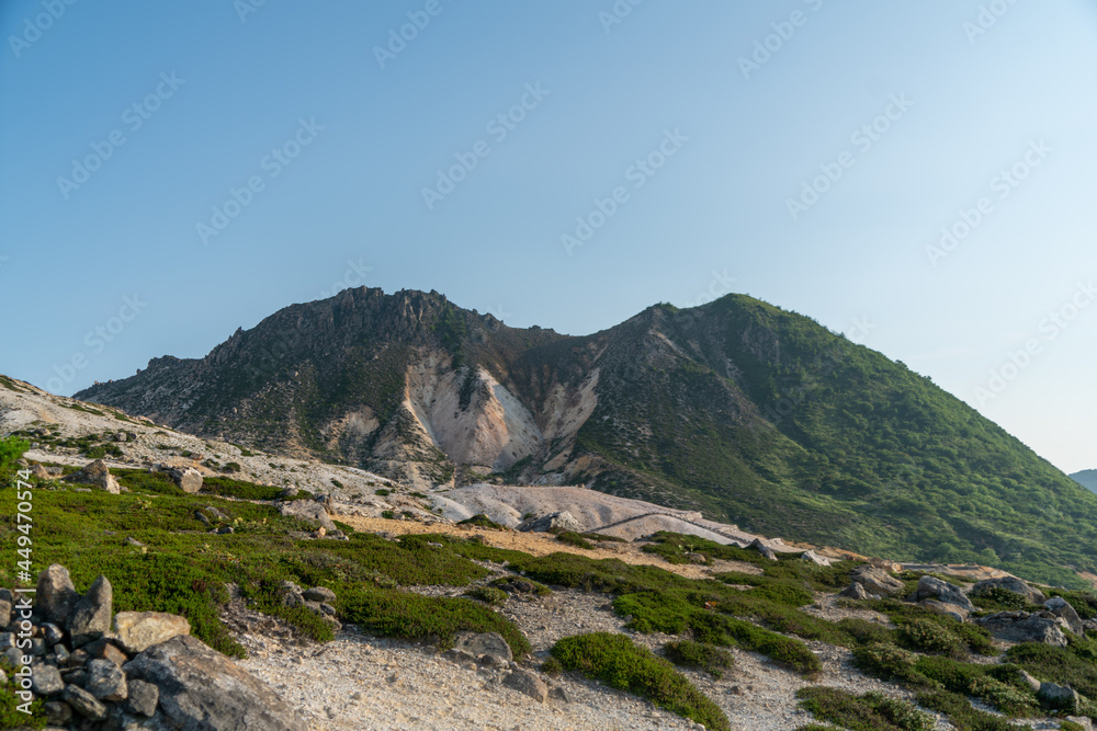 北海道函館市の恵山を登山する風景 Scenery of climbing Mt. E in Hakodate, Hokkaido. 北海道函館市の恵山を登山する風景 Scenery of climbing Mt. E in Hakodate, Hokkaido.