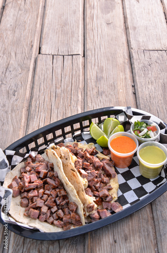 Hawaiiana burger wooden background horizontal