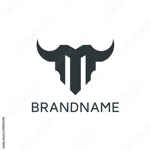 Initial letter M horn bull logo design