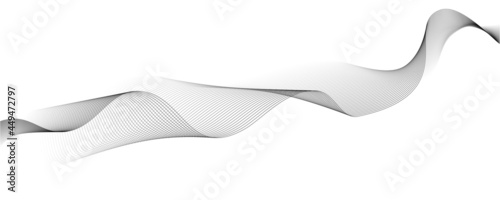 Abstract line art. Design of pattern from lines. Blended black lines on white background. Vector illustration