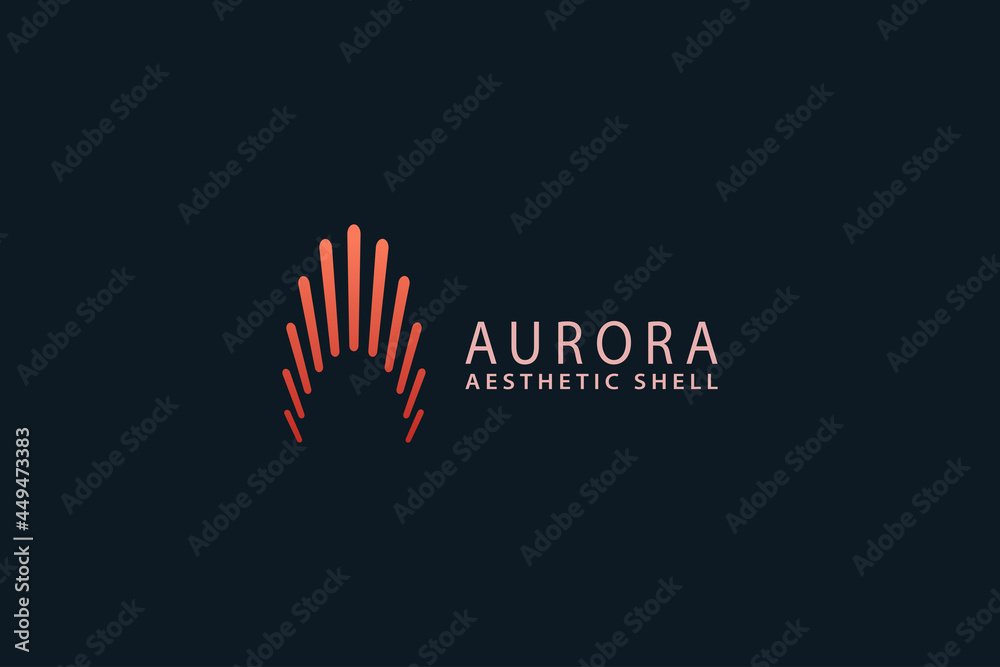 Fototapeta premium Letter A aurora red color creative ocean shell shape ornamental technological business logo