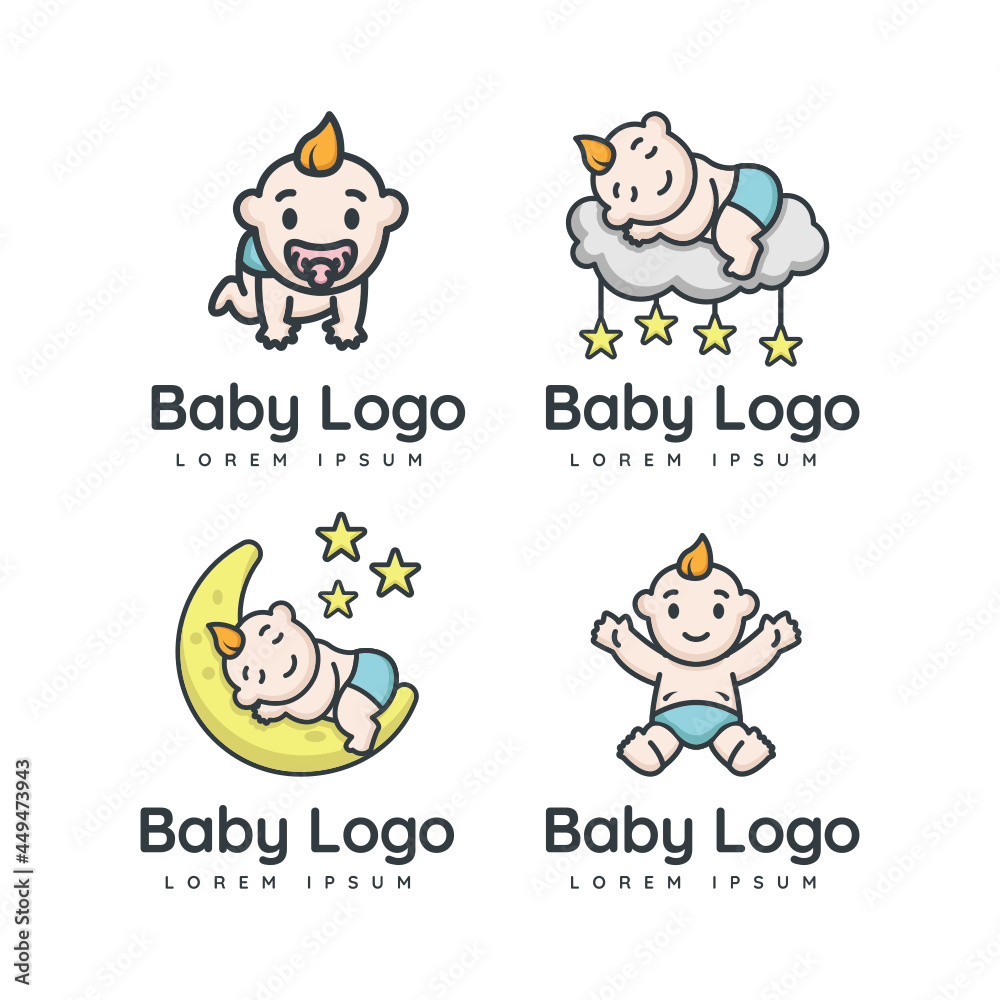 Set of cute baby care shop logo Set of cute baby care shop logo