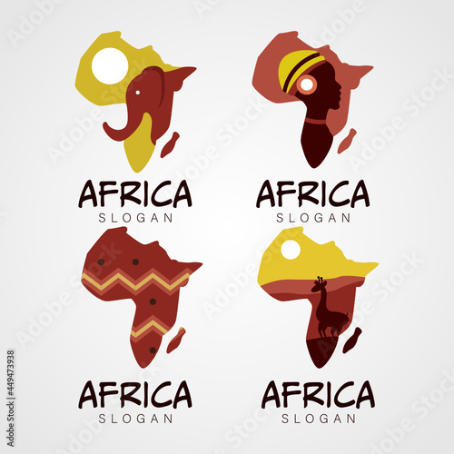 Set of Africa continent traditional logo