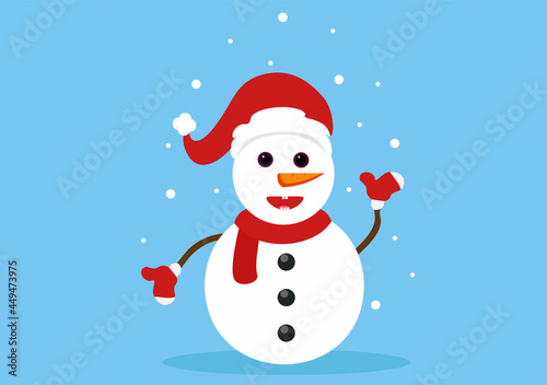 Merry Christmas, Cute Cartoon Santa Claus Background vector illustration and Friends With Snow Man, Some Gifts. For Landing Page In Flat Style Design © denayune