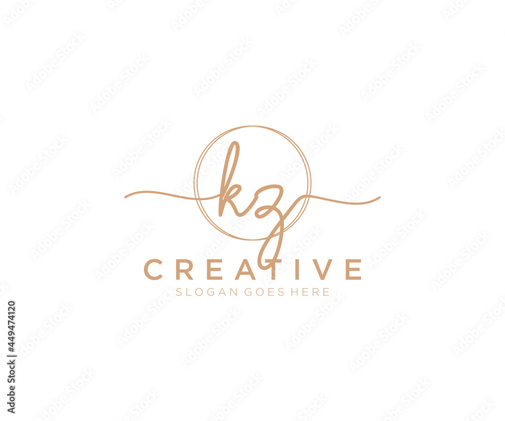initial KZ Feminine logo beauty monogram and elegant logo design ...