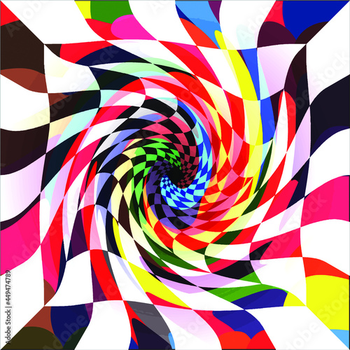 Vector illustration of abstract colorful curved checkered background