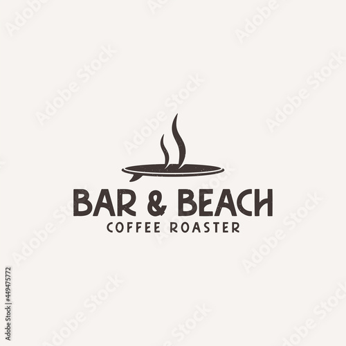 surf coffee bean logo vector graphic suitable for cafe, coffee shop, bar, resto, beverage