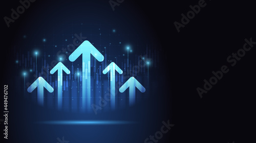 success business concept with group of up arrow on financial blue chart color background