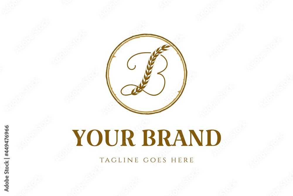Fototapeta premium Rustic Retro Vintage Letter B for Bagels Logo Design