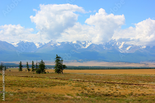 snowy peaks of the North Chuisky ridge in Gorny Altai photo