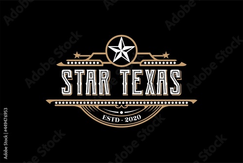 Vintage Retro Western Country Emblem Texas Star for Bar Saloon Logo Design