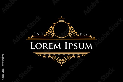 Elegant Luxury Golden Blank Decoration Frame Badge Emblem Label Logo Design Vector