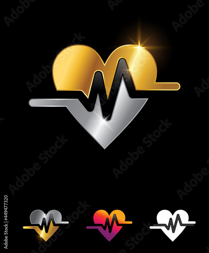Golden Heart Health Vector Sign