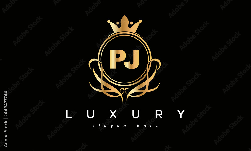 PJ royal premium luxury logo with crown PJ royal premium luxury logo with crown