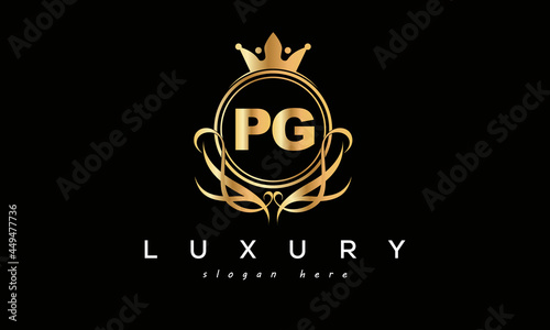 Fototapeta Naklejka Na Ścianę i Meble -  PG royal premium luxury logo with crown	