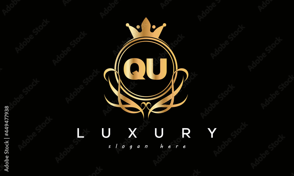 QU royal premium luxury logo with crown QU royal premium luxury logo with crown