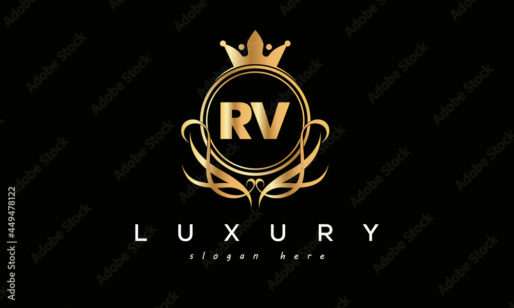 RV royal premium luxury logo with crown RV royal premium luxury logo with crown