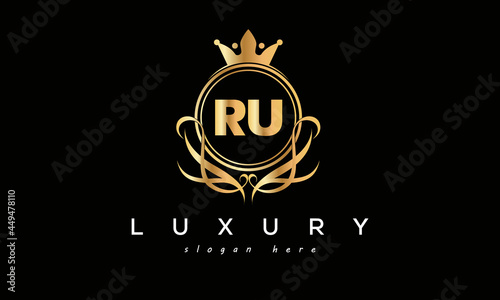 RU royal premium luxury logo with crown 